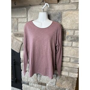 LL Bean Purple Size Large Women's Cotton Long Sleeve Boat Neck Tee Top